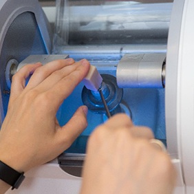 Demonstration of dental milling machine