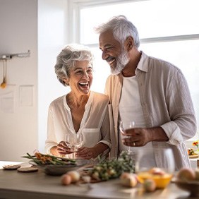 Mature couple preparing a nice meal