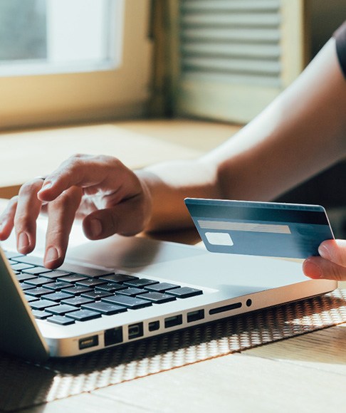 Woman using a credit card