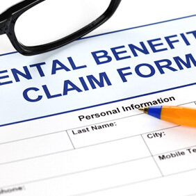 closeup of a dental benefits claim form