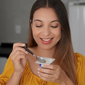 Woman enjoying yogurt